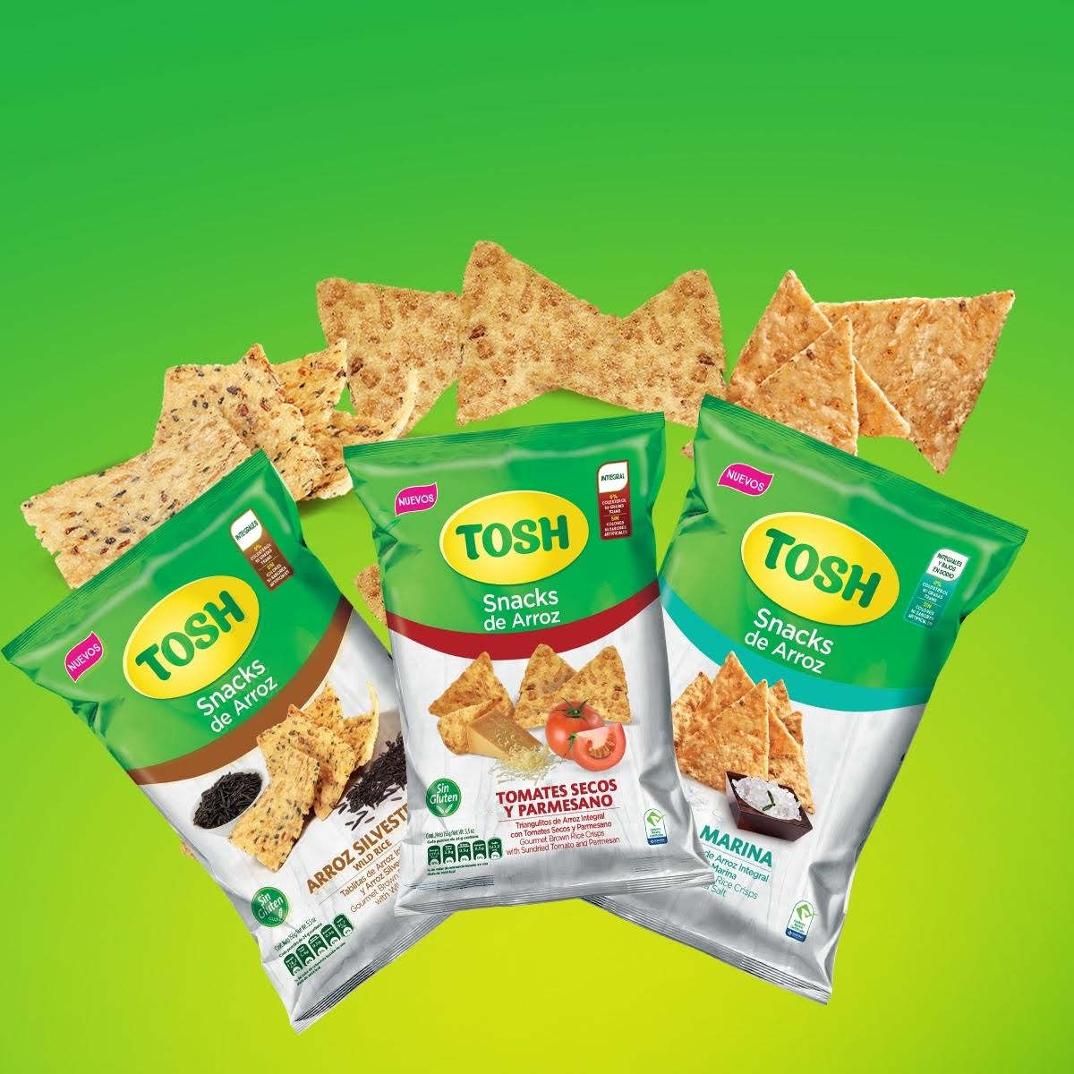 TOSH lanza tres nuevos Snacks saludables libres de gluten